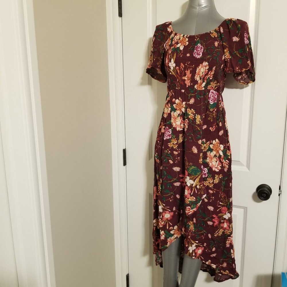 Floral High Low Faux Wrap Spring / Summer Dress